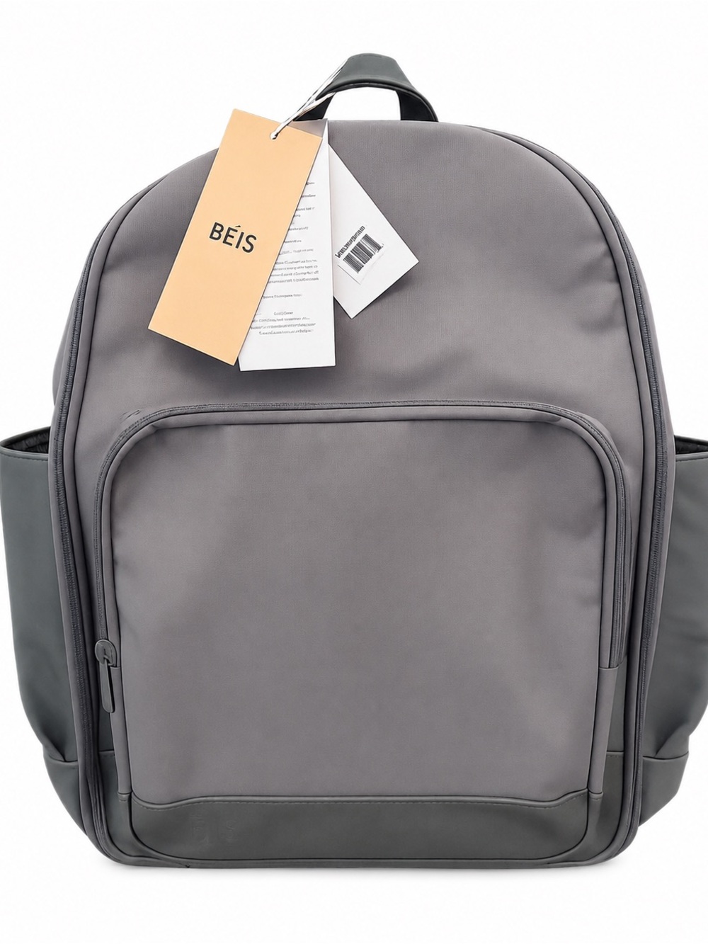 BEIS Gray Men's Backpack with Front Zip Pocket